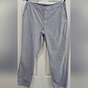 Tommy Hilfiger Womens Cropped Pants White And Blue Striped